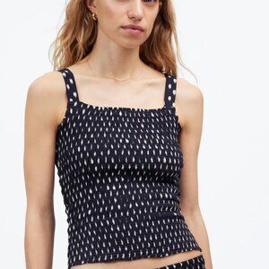 Madewell smocked tank top in Shibori navy print size Medium